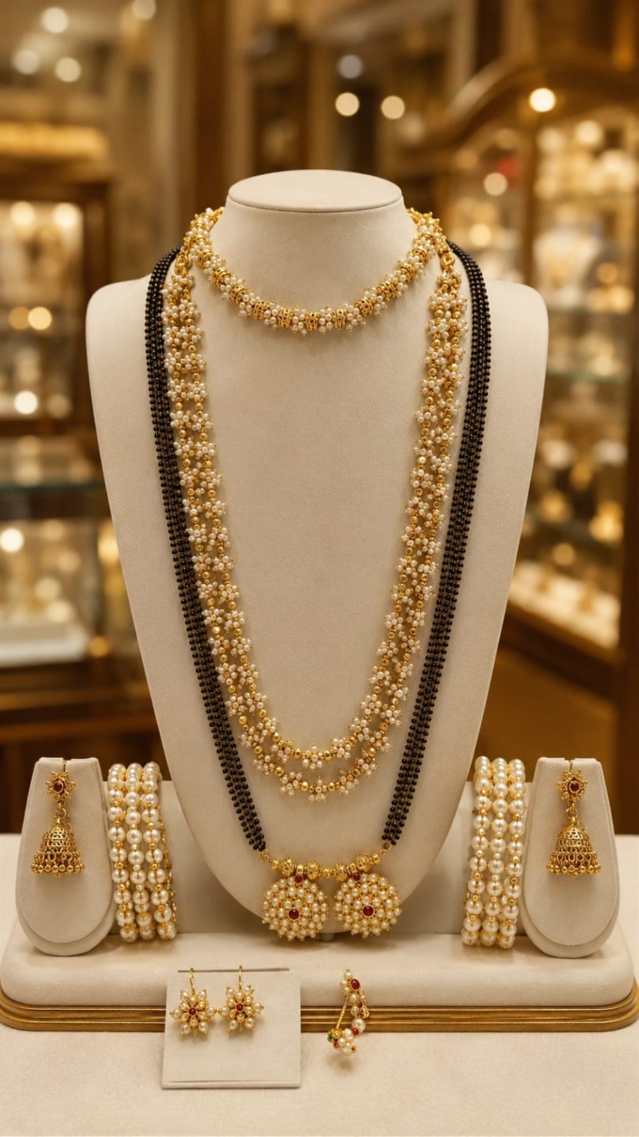 Nakshi pearl and gold bridal jewellery set